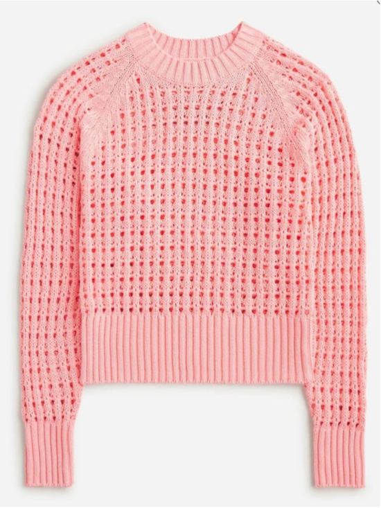 J.CREW Sweaters - J.CREW Pointelle Open Knit Crew Neck Sweater S Brilliant Peony Beach Festival